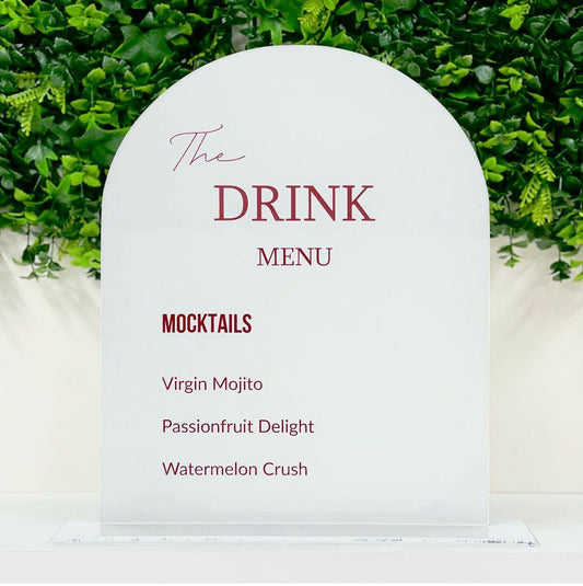 Acrylic Menu Signs | Custom Text
